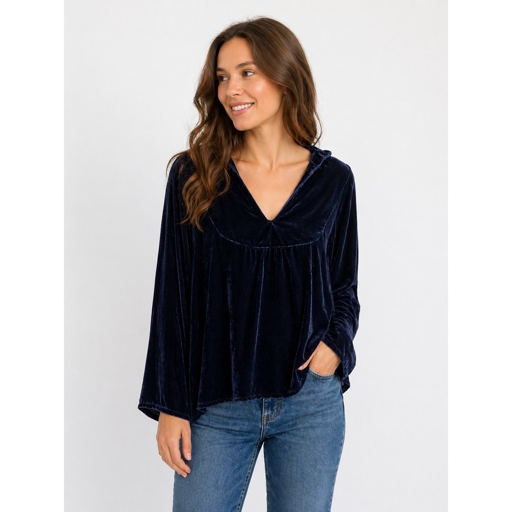 CP Shades Sibella Velvet Tunic XS Navy Blue Silk Blend Oversized